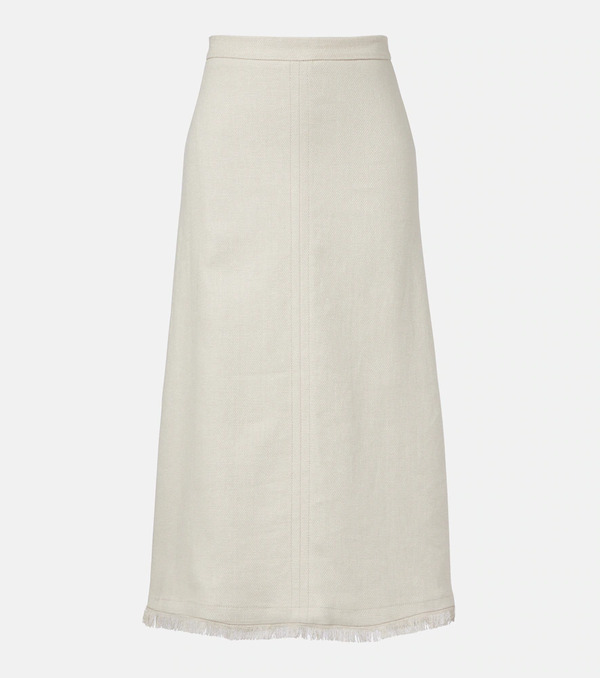  's Max Mara 's Max Mara Fiocchi Linen And Cotton Midi Skirt 