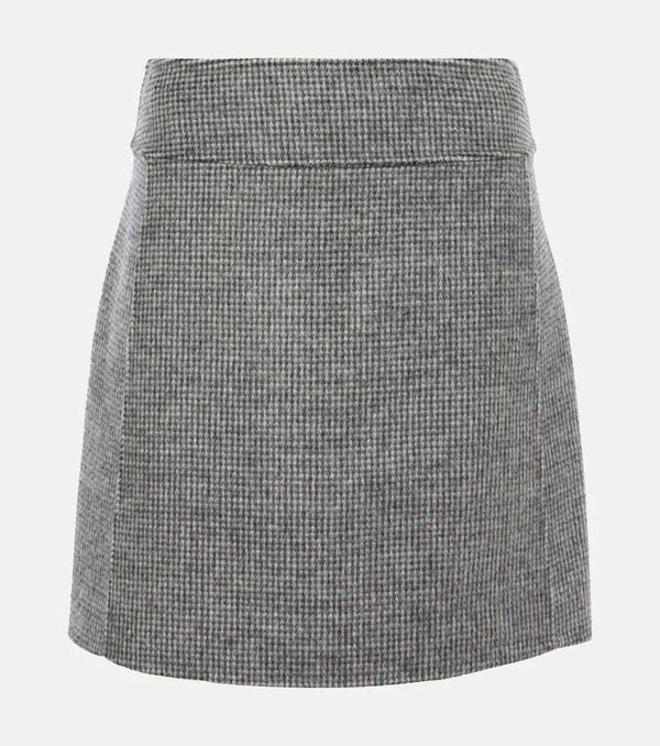  's Max Mara 's Max Mara Stone Houndstooth Wool And Mohair-blend Miniskirt 