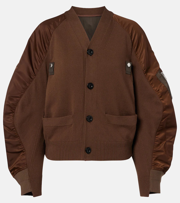  Sacai Sacai Cotton-blend And Twill Cardigan 