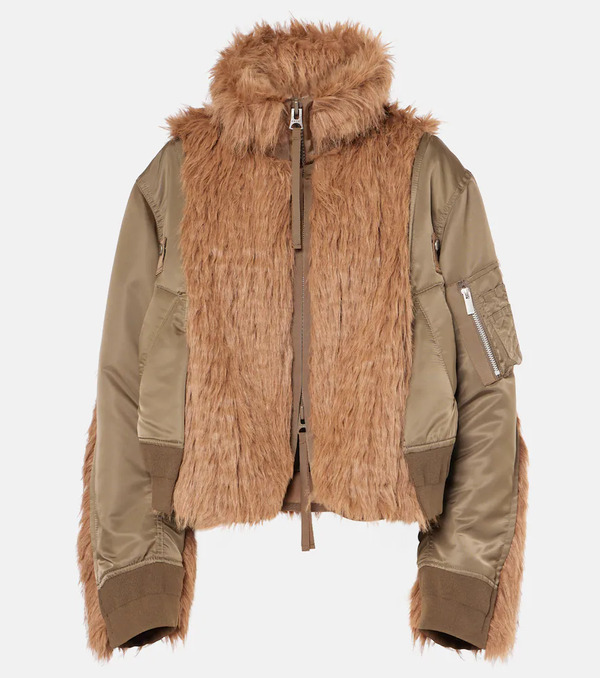  Sacai Sacai Faux Fur And Technical Jacket 