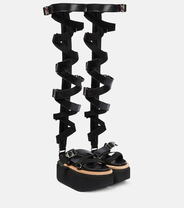  Sacai Sacai Lace-up Leather Sandals 