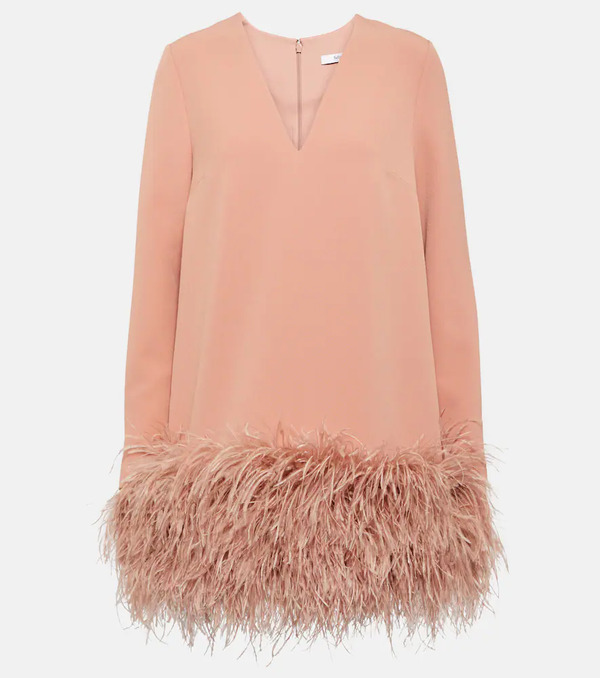  Safiyaa Safiyaa Aleannah Feather-trimmed Crãªpe Minidress 