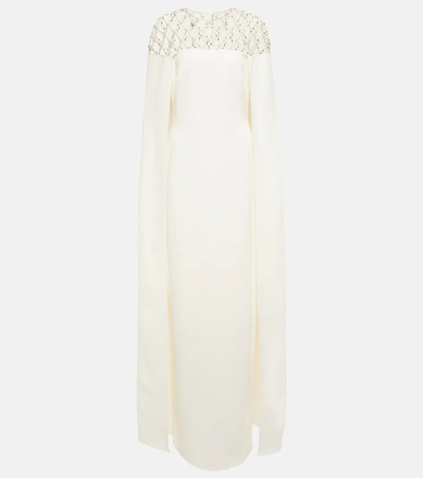  Safiyaa Safiyaa Bridal Embellished Crãªpe Cape Gown 