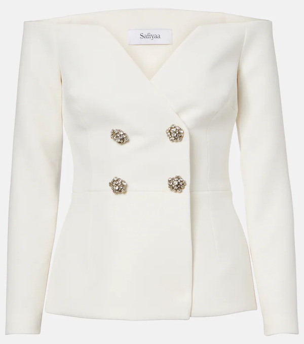  Safiyaa Safiyaa Bridal Kamile Off-shoulder Crãªpe Jacket 