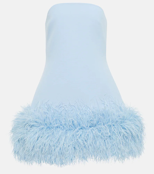  Safiyaa Safiyaa Feather-trimmed Crãªpe Minidress 