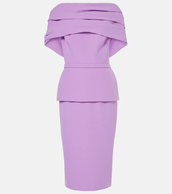 Safiyaa Safiyaa Loura Draped Peplum Crãªpe Midi Dress 