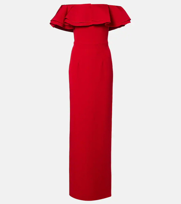  Safiyaa Safiyaa Ryan Ruffled Off-shoulder Crãªpe Gown 