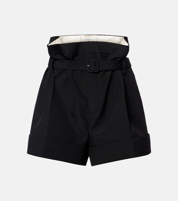  Saint Laurent Saint Laurent Belted Mohair And Wool Shorts 