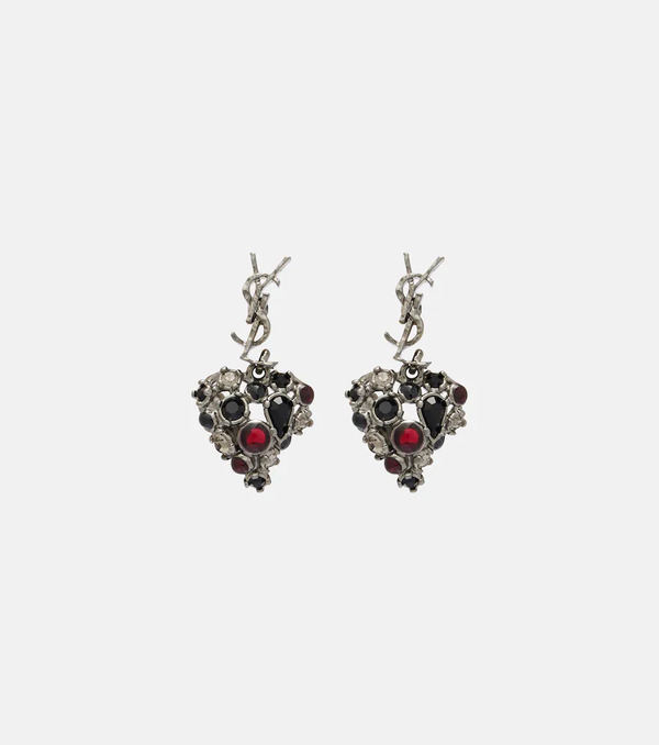  Saint Laurent Saint Laurent Cassandre Embellished Drop Earrings 