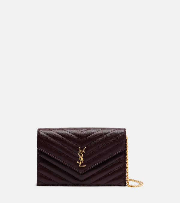  Saint Laurent Saint Laurent Cassandre Embellished Leather Wallet On Chain 