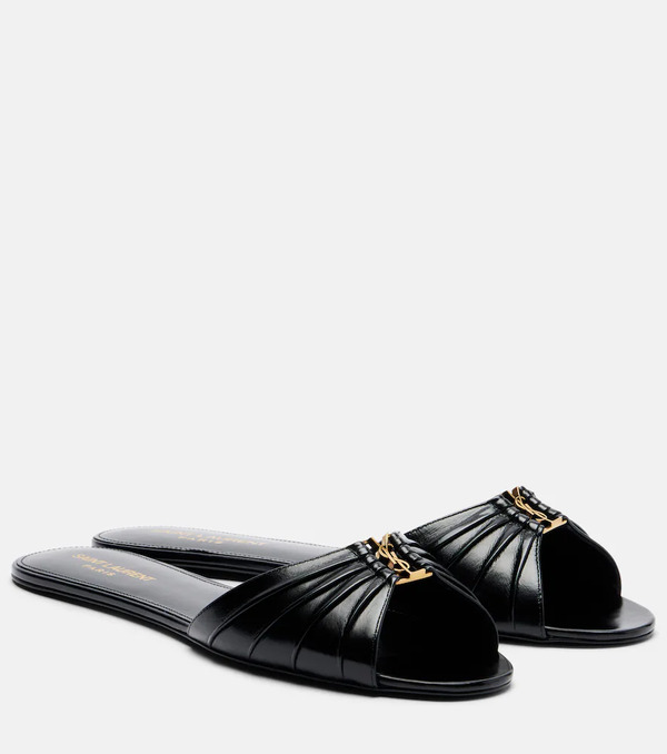  Saint Laurent Saint Laurent Cassandre Leather Slides 