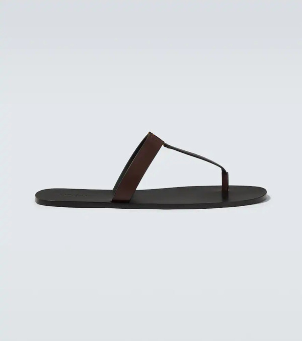  Saint Laurent Saint Laurent Cassandre Leather Thong Sandals 