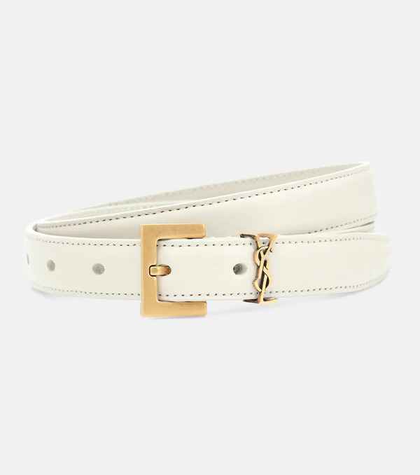 Saint Laurent Saint Laurent Cassandre Slim Leather Belt 