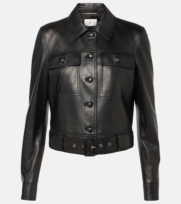  Saint Laurent Saint Laurent Cropped Leather Jacket 