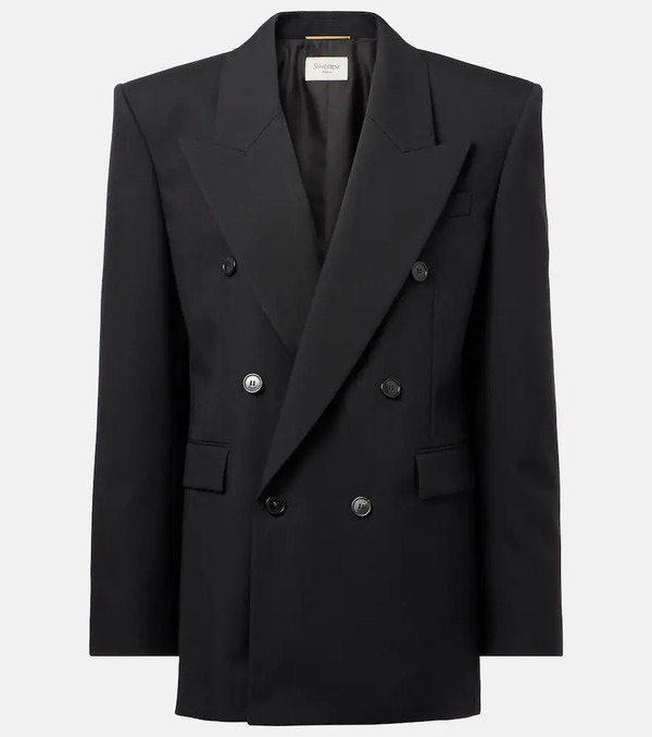  Saint Laurent Saint Laurent Double-breasted Wool Canvas Blazer 