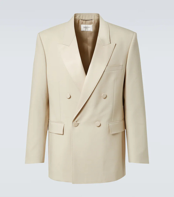  Saint Laurent Saint Laurent Double-breasted Wool Tuxedo Jacket 