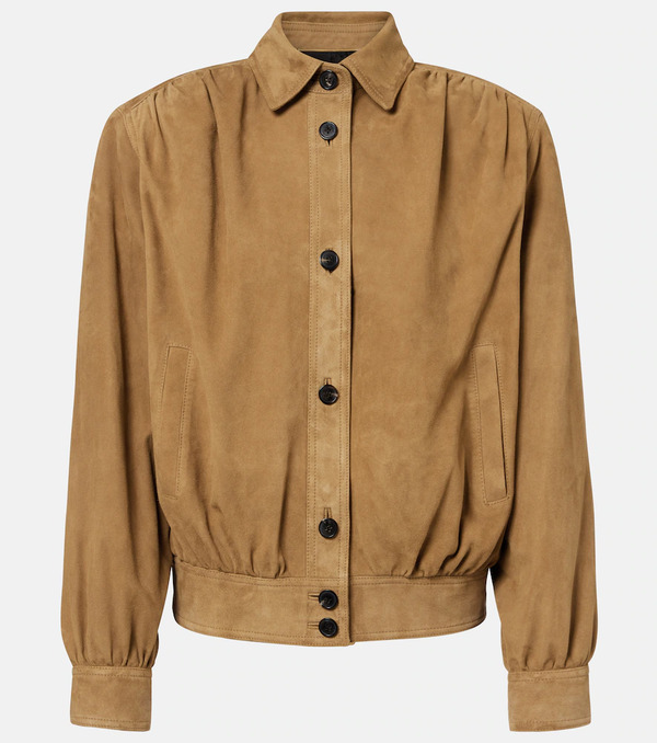  Saint Laurent Saint Laurent Gathered Suede Jacket 