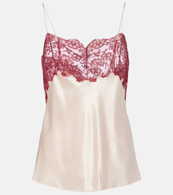  Saint Laurent Saint Laurent Lace-trimmed Silk Satin Camisole 
