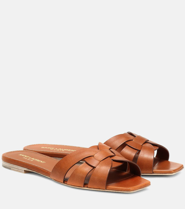 Saint Laurent Saint Laurent Tribute Nu Pieds 05 Leather Slides 