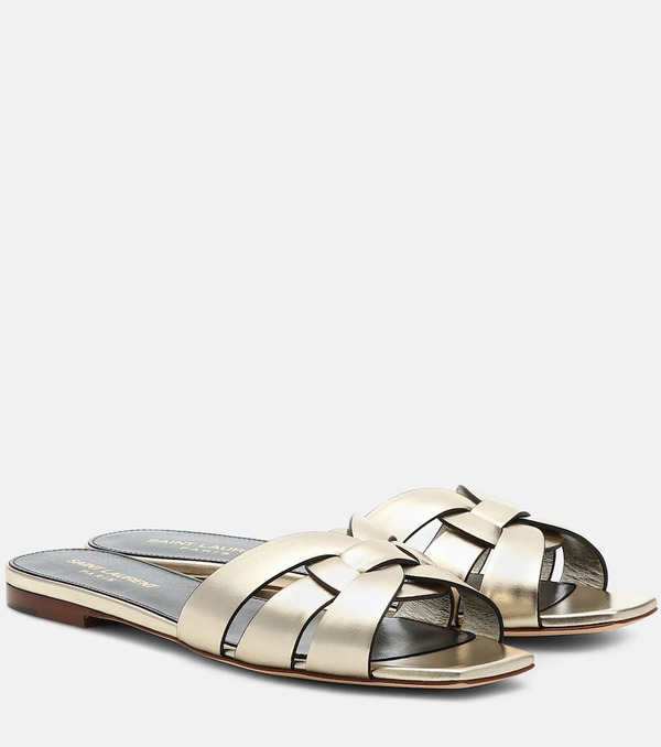  Saint Laurent Saint Laurent Tribute Nu Pieds 05 Leather Slides 