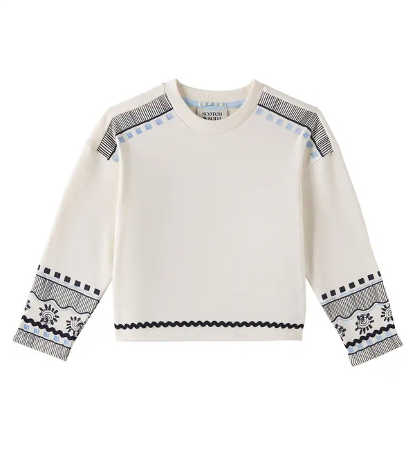 Scotch & Soda Kids Scotch & Soda Kids Embroidered Cotton-blend Sweatshirt 
