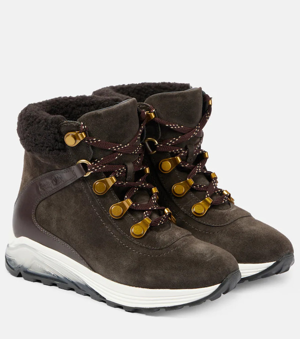 See By Chloe See By Chloã© Brett Shearling-trimmed Suede Hiking Boots 