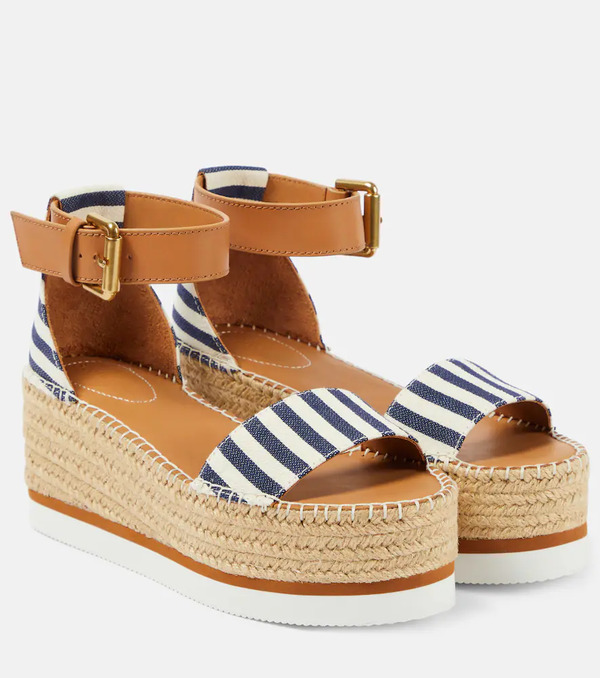  See By Chloe See By Chloã© Glyn Striped Espadrille Wedges 