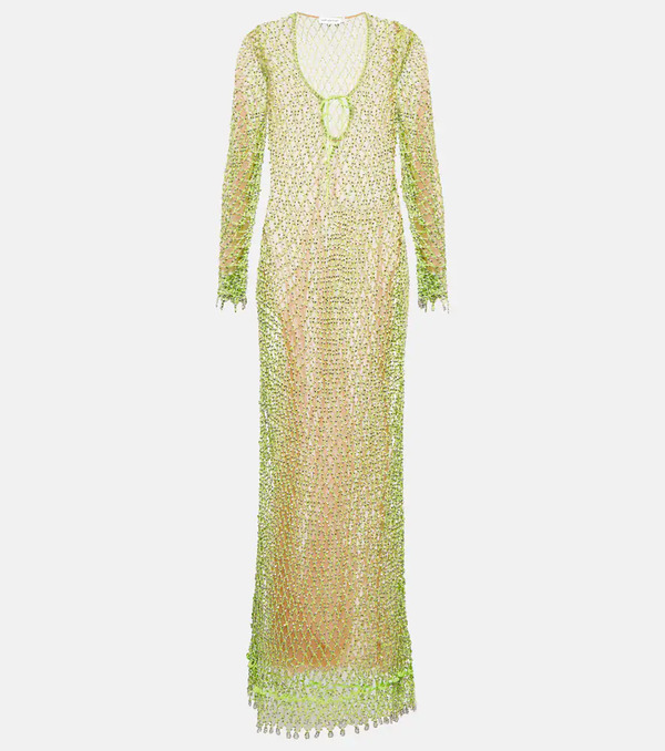 Self-portrait Self-portrait Beaded Fishnet Maxi Dress 
