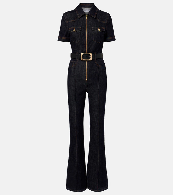 Self-portrait Self-portrait Belted Denim Jumpsuit 
