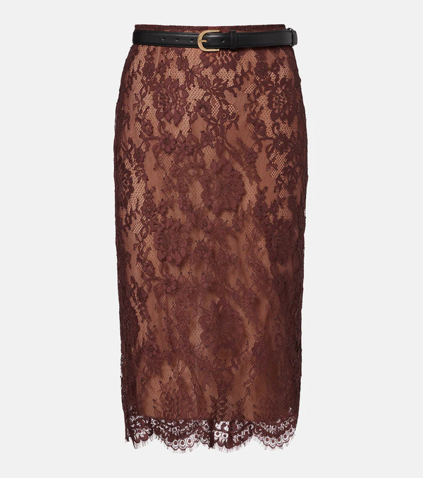 Self-portrait Self-portrait Belted Floral Lace Midi Skirt 