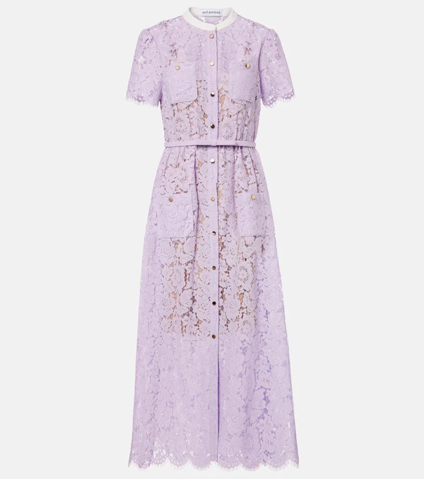  Self-portrait Self-portrait Belted Lace Midi Dress 