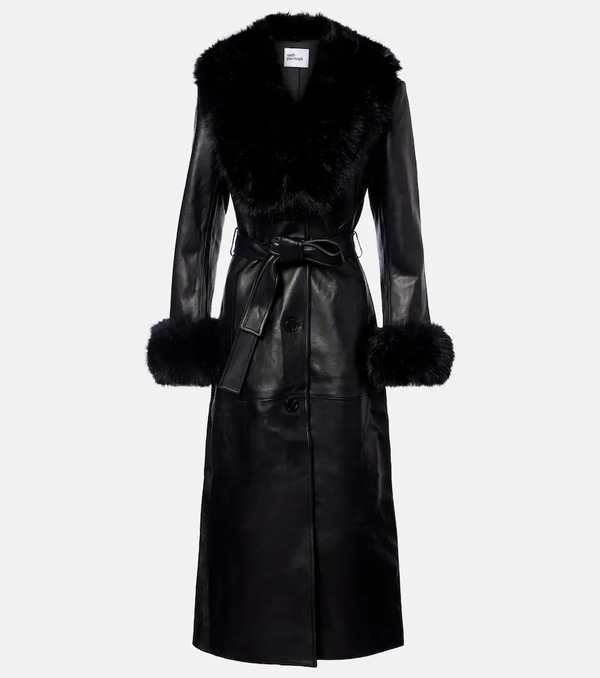 Self-portrait Self-portrait Belted Leather Coat 