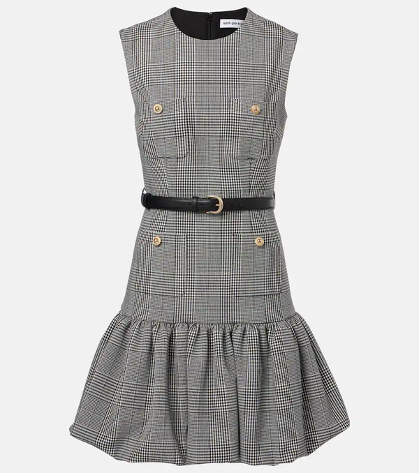  Self-portrait Self-portrait Belted Prince Of Wales Check Minidress 