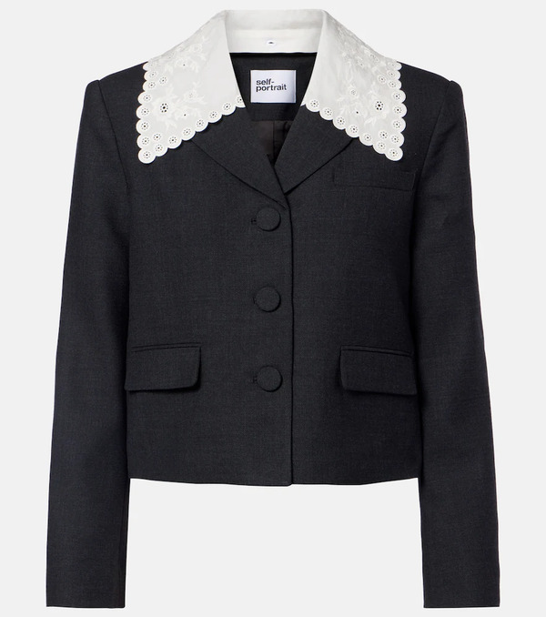  Self-portrait Self-portrait Broderie Anglaise Cropped Jacket 