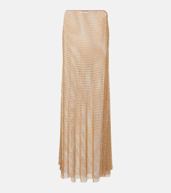  Self-portrait Self-portrait Crystal-embellished Mesh Maxi Skirt 