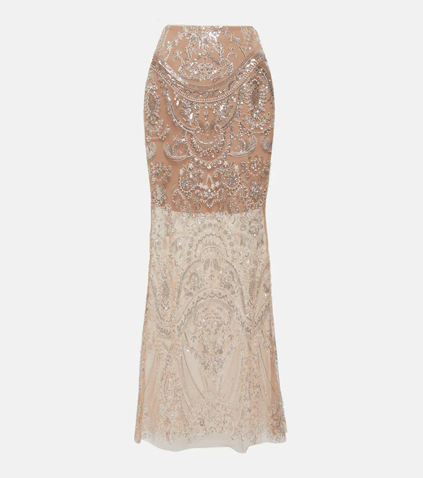 Self-portrait Self-portrait Embellished Flared Maxi Skirt 