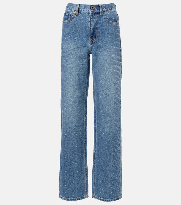  Self-portrait Self-portrait Embellished High-rise Straight Jeans 