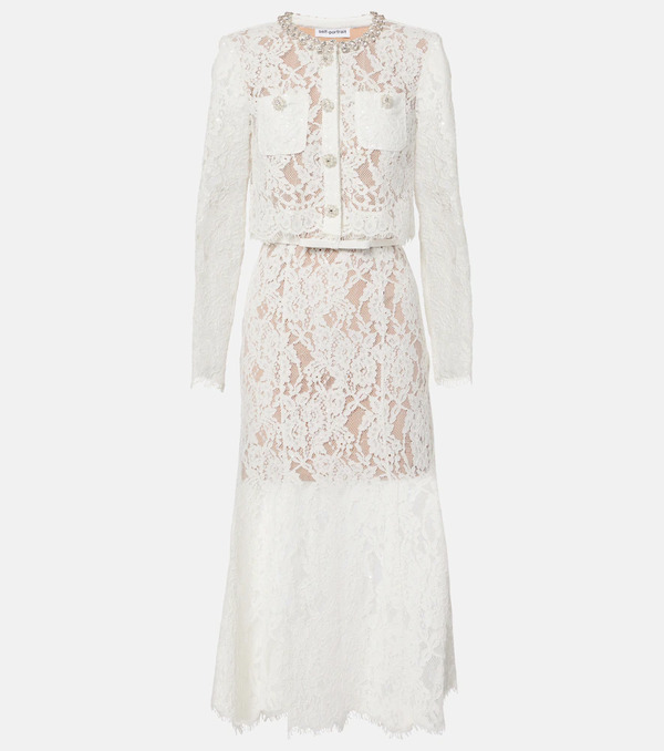 Self-portrait Self-portrait Embellished Lace Midi Dress 