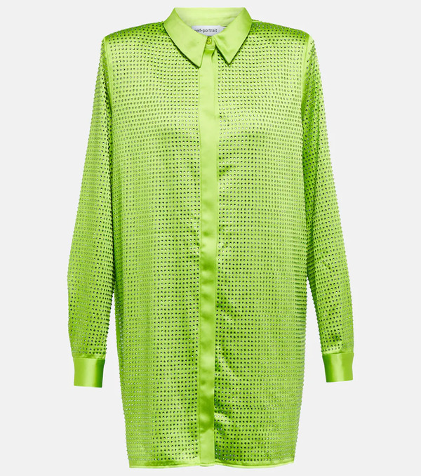  Self-portrait Self-portrait Embellished Satin Shirt 