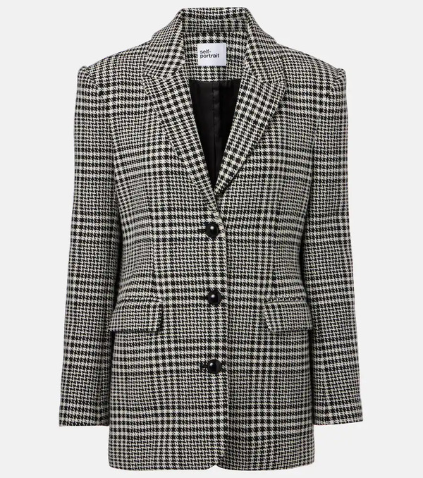  Self-portrait Self-portrait Hundstooth Oversized Blazer 