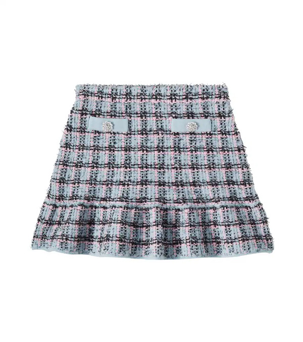  Self-portrait Kids Self-portrait Kids Checked Cotton-blend Tweed Skirt 