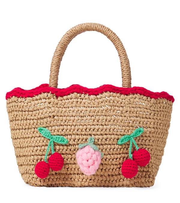  Self-portrait Kids Self-portrait Kids Crochet-trimmed Basket Bag 