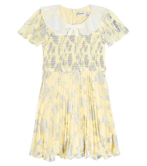  Self-portrait Kids Self-portrait Kids Metallic Jaquard Chiffon Dress 