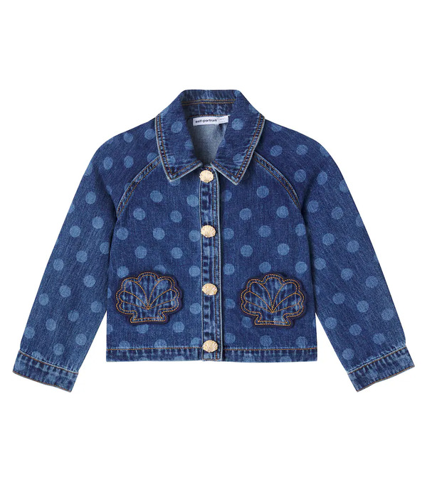  Self-portrait Kids Self-portrait Kids Polka-dot Patch-appliquã© Denim Jacket 