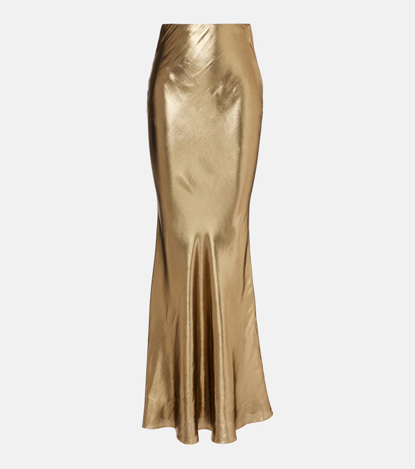  Self-portrait Self-portrait Metallic Satin Maxi Skirt 