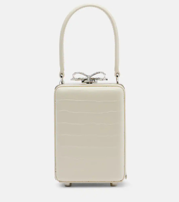  Self-portrait Self-portrait Micro Croc-effect Embellished Leather Tote Bag 