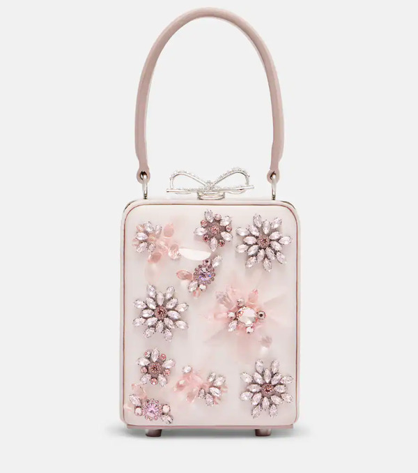  Self-portrait Self-portrait Micro Crystal-embellished Floral Box Bag 