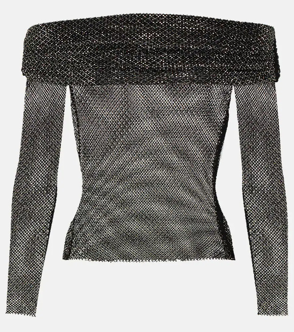  Self-portrait Self-portrait Off-shoulder Fishnet Top 