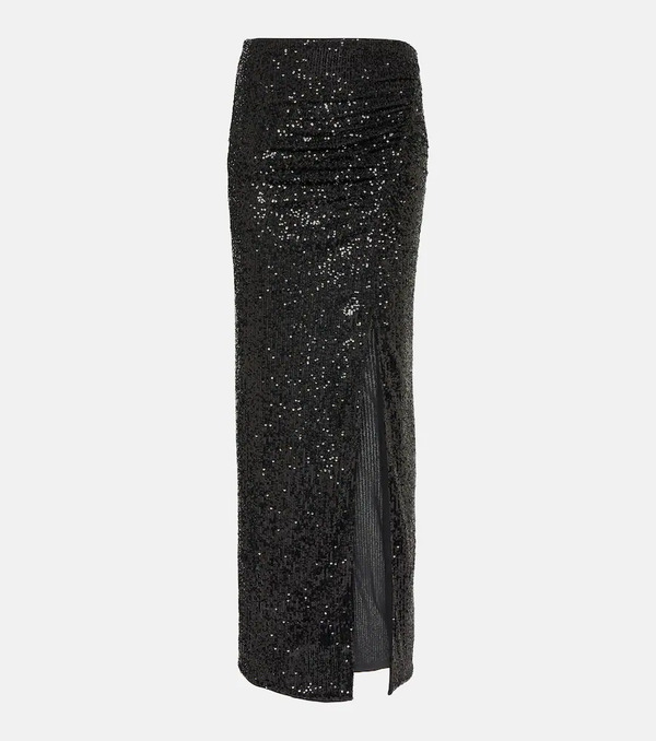  Self-portrait Self-portrait Sequined Ruched Maxi Skirt 