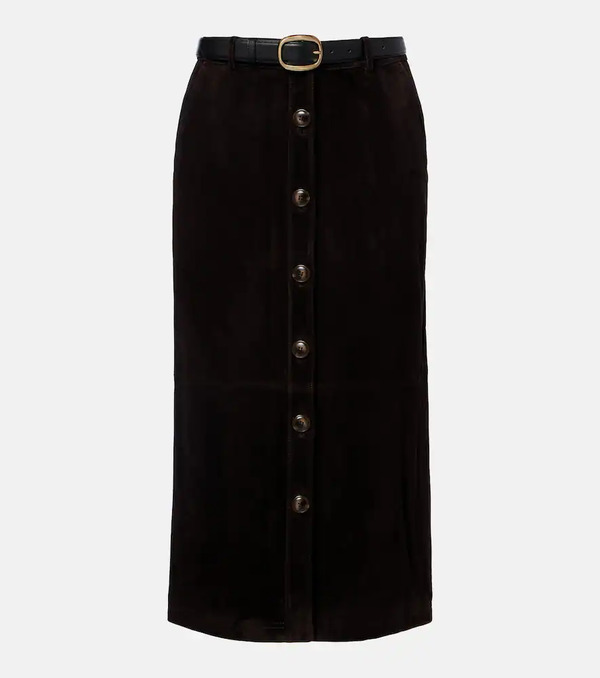  Self-portrait Self-portrait Suede Midi Skirt 